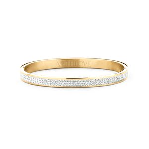 Key Moments 8KM BC0042 Stalen Bangle met Kristal - Grootte 58x50 mm - Goudkleurig / Wit