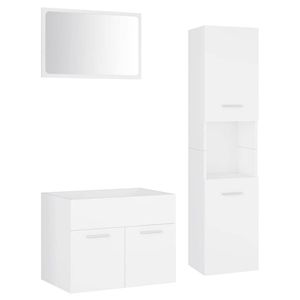 The Living Store Badkamermeubelset - Wit - 60 x 38.5 x 46 cm - 5 vakken - 2 deuren