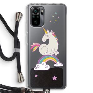 Regenboog eenhoorn: Xiaomi Redmi Note 10 Pro Transparant Hoesje met koord