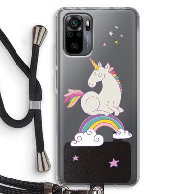 Regenboog eenhoorn: Xiaomi Redmi Note 10 Pro Transparant Hoesje met koord