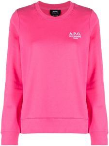 A.P.C. sweat en coton à logo brodé - Rose