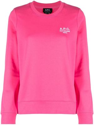 A.P.C. sweat en coton à logo brodé - Rose