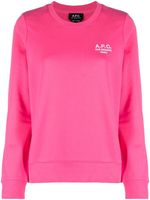 A.P.C. sweat en coton à logo brodé - Rose