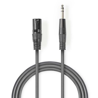 Nedis Gebalanceerde Audiokabel | XLR 3-Pins Male naar 6,35 mm Male | 3 m | 1 stuks - COTH15100GY30 COTH15100GY30