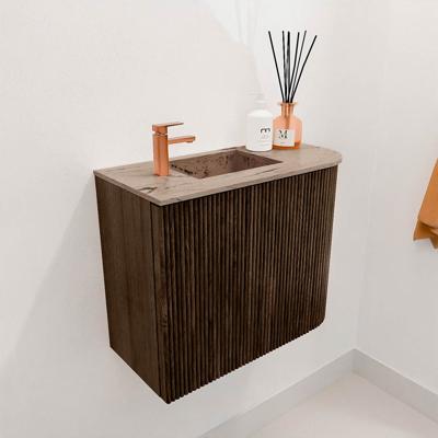 Toiletmeubel Mondiaz Joya Dlux | 51.6 cm | Meubelkleur Walnut | Faye wastafel Arena Wasbak Links | 1 kraangat