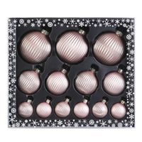 13x stuks luxe glazen kerstballen ribbel lichtroze 4, 6, 8 cm