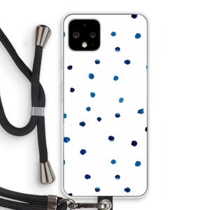 Blauwe stippen: Pixel 4 Transparant Hoesje met koord