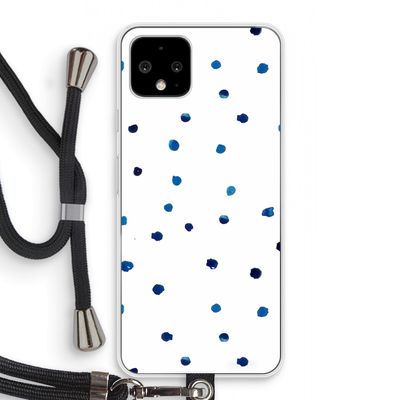 Blauwe stippen: Pixel 4 Transparant Hoesje met koord