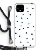 Blauwe stippen: Pixel 4 Transparant Hoesje met koord