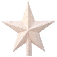 Kunststof ster piek/kerstboom topper met glitters wol wit 19 cm