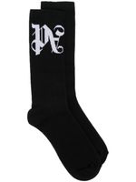 Palm Angels chaussettes à logo en jacquard - Noir - thumbnail