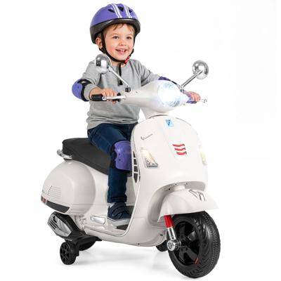 12V Elektrische Motorfiets Voor Kinderen Elektrische Motorfiets Met Vier Wielen-Wit
