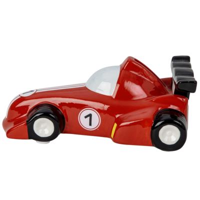 Spaarpot voor kind/volwassenen - racewagen/auto thema - keramiek - rood - 16 x 7 cm Spaarpot voor kind/volwassenen - racewagen/auto thema - keramiek - rood - 16 x 7 cm