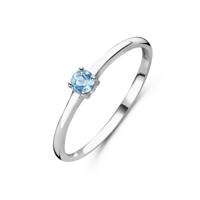 925 Zilveren Ring Maart Aquamarijn Geboortesteen 3mm