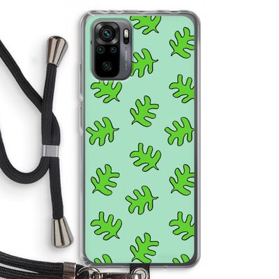 Groene blaadjes: Xiaomi Redmi Note 10 Pro Transparant Hoesje met koord