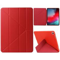 Gierst textuur PU + silica gel volledige dekking lederen draagtas voor iPad Air (2019)/iPad Pro 10 5 inch met multi-vouwen houder (rood)