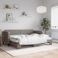 Slaapbank met onderschuifbed en matrassen 80x200 cm stof taupe