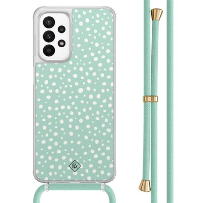 Samsung Galaxy A23 hoesje met koord - Mint dots Samsung Galaxy A23 hoesje met koord - Mint dots