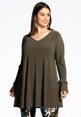 Yoek Tuniek wide bottom met ruches | Groen | Maat 58/60