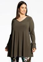 Yoek Tuniek wide bottom met ruches | Groen | Maat 42/44