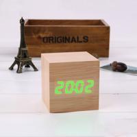Multicolor geluiden controle houten klok moderne digitale LED Bureau alarm klok thermometer timer houten groen