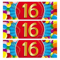 16 jaar leeftijd sticker - 10x - 19 x 6 cm - verjaardag - jubileum - versiering