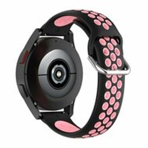 Siliconen sportbandje met gesp - Zwart + roze - Samsung Galaxy Watch - 46mm