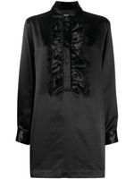 Cynthia Rowley robe-chemise satinée à volants - Noir