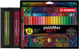 STABILO pointMax, hardtip fineliner 0.8 mm, ARTY etui met alle 42 kleuren