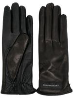 Emporio Armani gants en cuir à patch logo - Noir