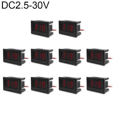 10 stuks 0 36 inch 2 draden digitale Voltage Meter met Shell licht kleurendisplay maatregel Voltage: DC 2.5-30V (rood)