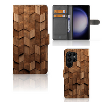 Book Style Case voor Samsung Galaxy S23 Ultra Wooden Cubes