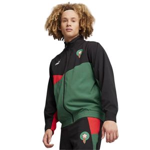 PUMA Marokko Woven Trainingsjack 2023-2024 Zwart Donkergroen Rood