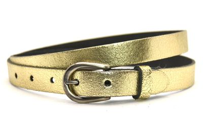 Take It Leren Riem 2 cm Metallic Goud