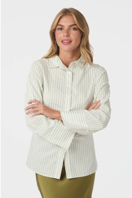 Neo Noir Blouse Caroli Stripe | Dusty Green