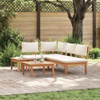 Tuinbankset met kussen met opslag 4 pcs Bruin en Crème