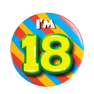 Verjaardags button I am 18 kledingdecoratie voor verjaardag