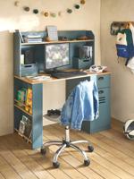Bureau voor kinderen/tieners met opbergruimte - MISTRAL grijsblauw