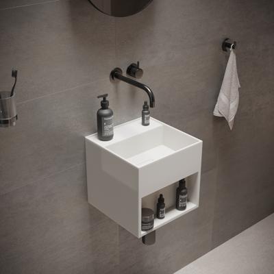 Fontein Ideavit Solidbliss 30x30x28 cm Solid Surface Handdoek Opberg Mogelijkheid Mat Wit Ideavit