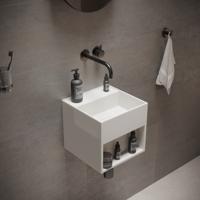 Fontein Ideavit Solidbliss 30x30x28 cm Solid Surface Handdoek Opberg Mogelijkheid Mat Wit Ideavit