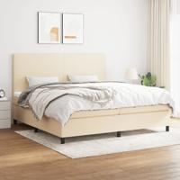 Boxspring met matras stof crèmekleurig 200x200 cm