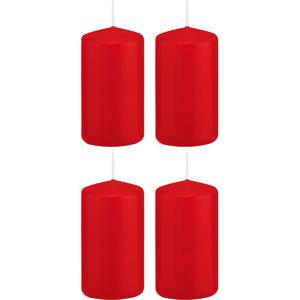 Cilinderkaars/stompkaars - 4x - rood - 6 x 12 cm - 40 branduren