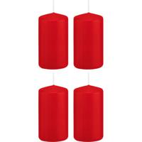 Cilinderkaars/stompkaars - 4x - rood - 6 x 12 cm - 40 branduren