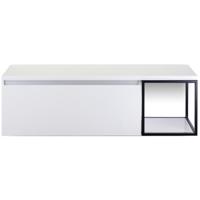Frozen Badmeubelset 140 cm - Greeplijst in Kleur - Zwart Frame - Wastafelbovenblad Wit Hoogglans