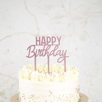 Happy Birthday Taarttopper - Rosé Goud/Glitter