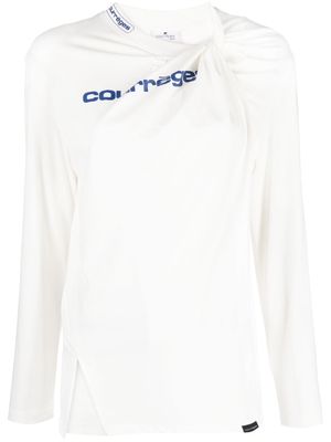 Courrèges haut asymétrique à design superposé - Blanc