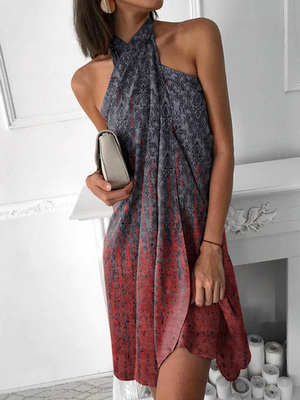 Loose Halter Ombre Casual Dress