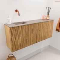 Toiletmeubel Mondiaz Joya Dlux | 100 cm | Meubelkleur Oak | Faye wastafel Saba Wasbak Links | Zonder kraangat(en)