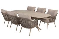 Puglia low diningset met Nevada tafel latte sabia panna 250 x 105 cm Taste - Taste