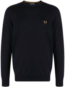 Fred Perry logo-embroidered crew-neck jumper - Bleu